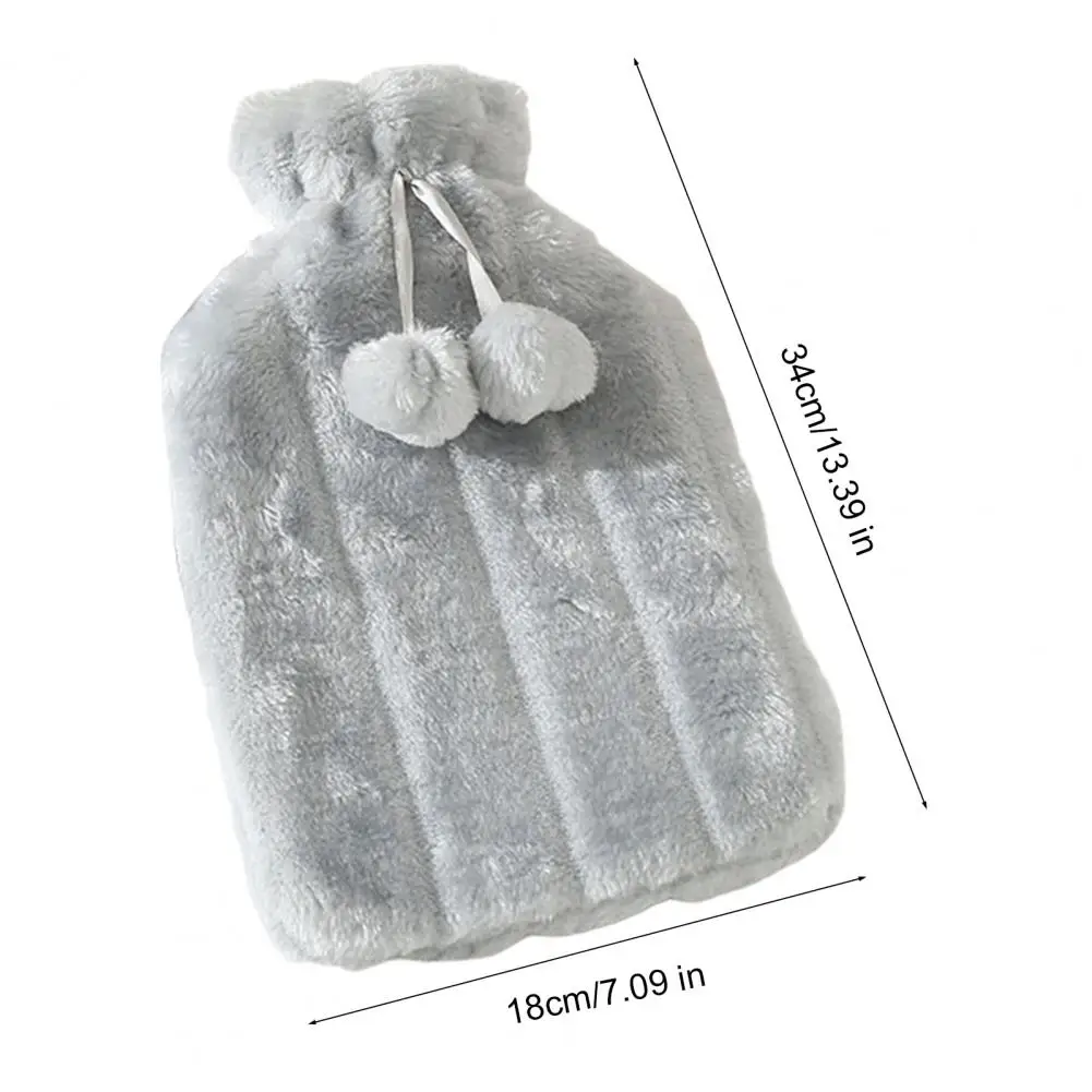 Menstrual Hot Water Bottle 2000ml Rubber Hot Water Bottle with Plush Cover Leak-proof Pain Relief Compress Back for Menstrual