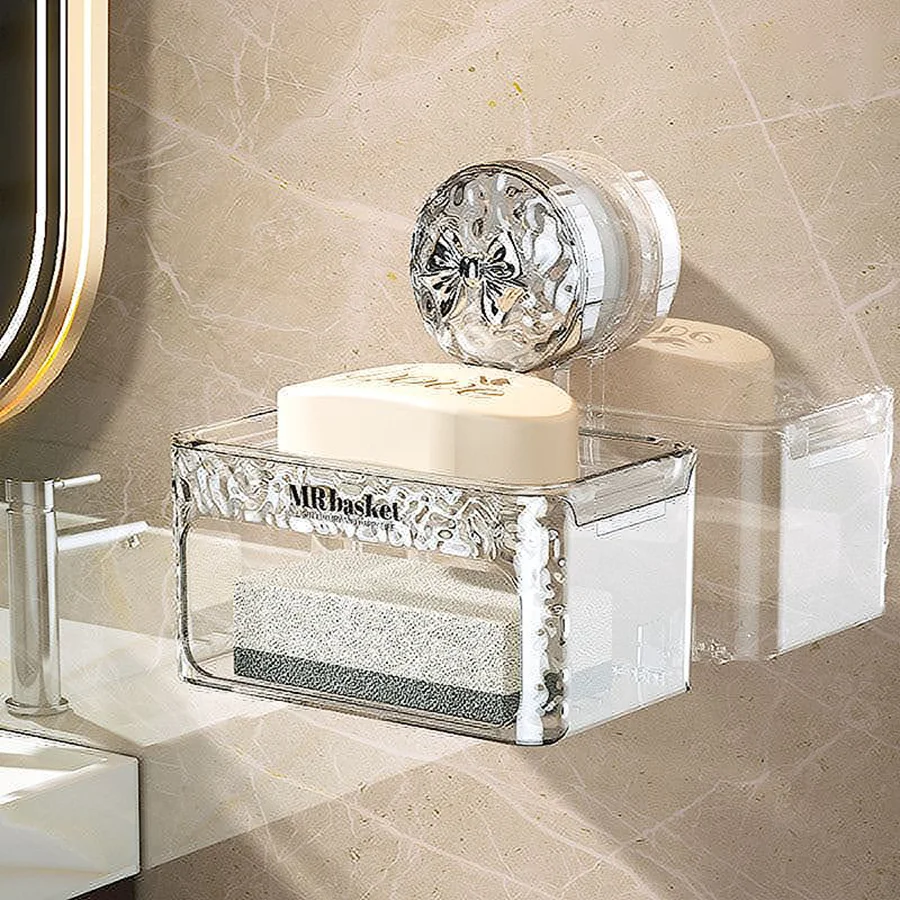 

Вращающаяся полка для ванной на присосках, установка за секунду, для хранения в ванной, с узором «Ледник», для сортировки предметов, дренажная подставка для мыла