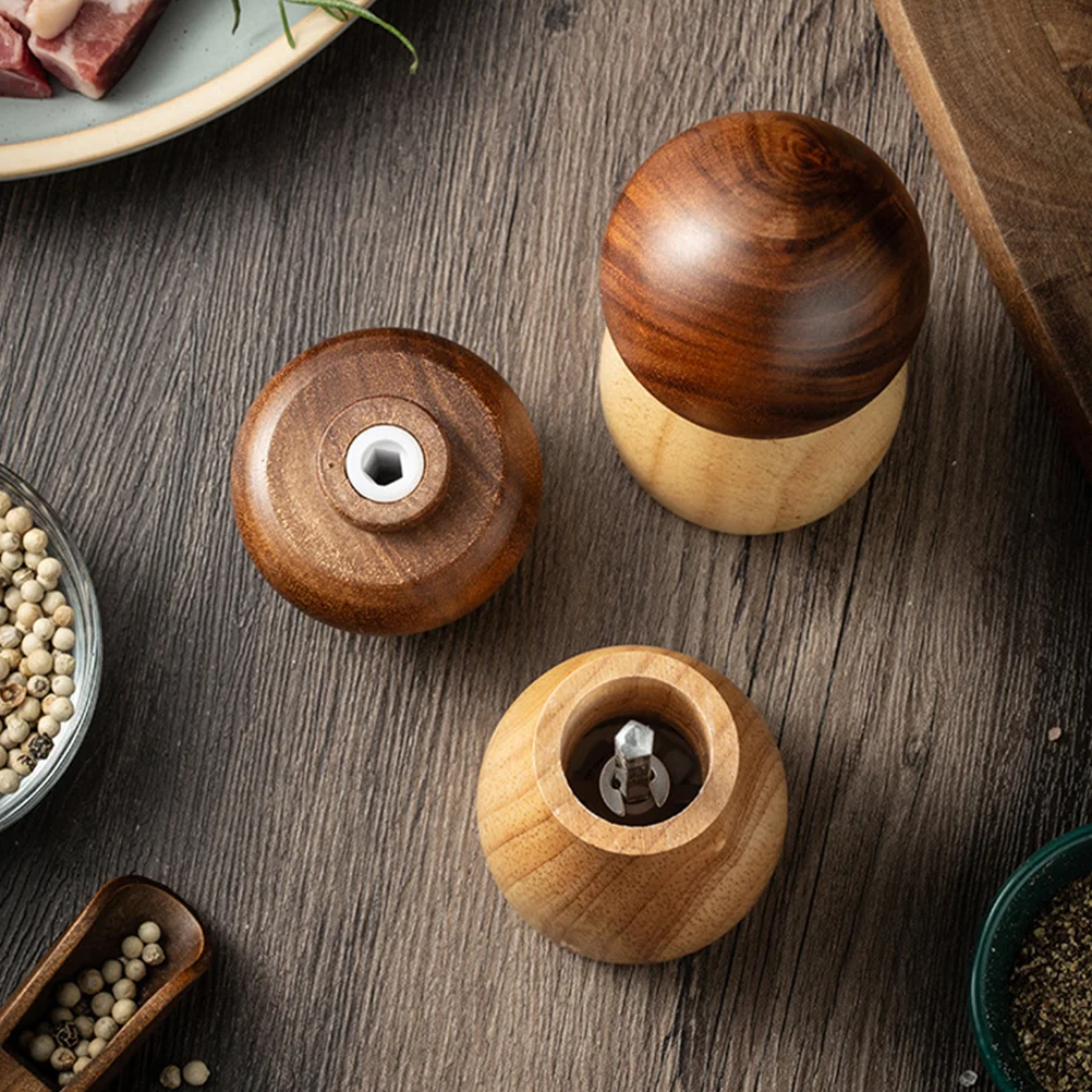 1 Set Wooden Pepper Manual Refillable Pepper Mushroom Shape Grinding Tool Manual Salt Refillable Pepper Crusher