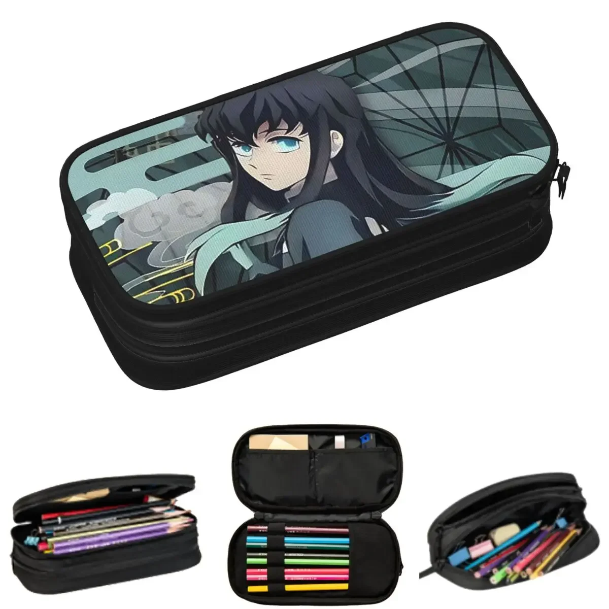 

Muichiro Tokito Kimetsu No Yaiba Pencil Cases for Student School Pen Box Pencil Bag Large Capacity Pencil Pouch Pen Holder