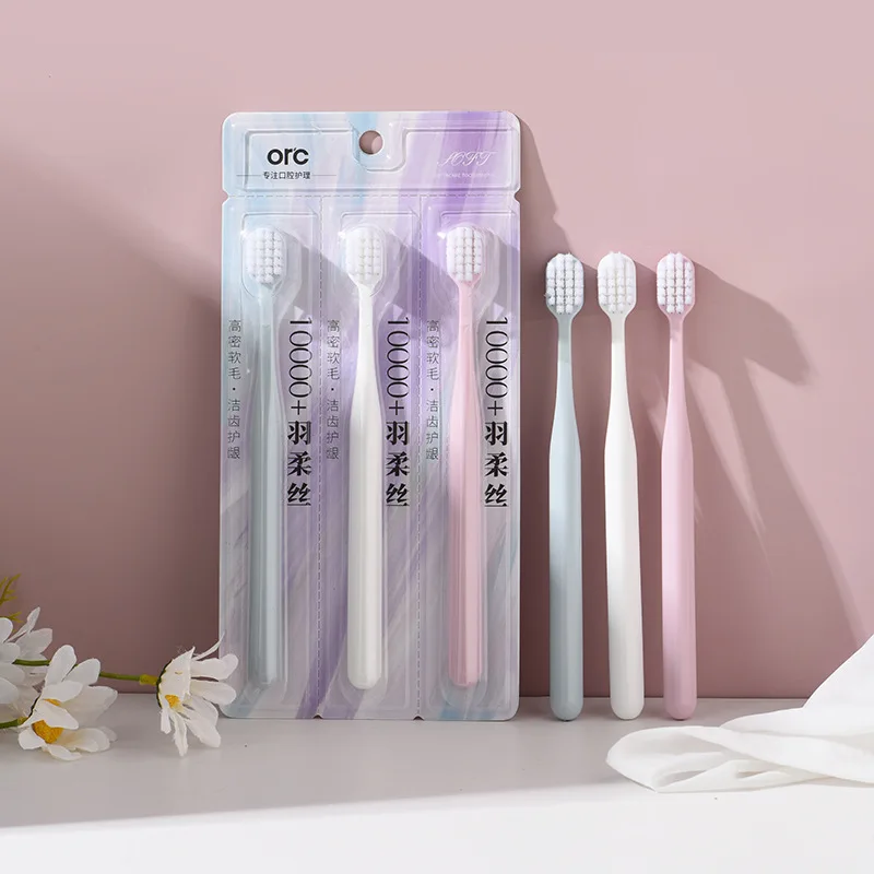 Adult Soft Bristled Toothbrush Feather Soft Silk Independently Packaged And Portable Simple Brush Handle Family Teeth Oral Care