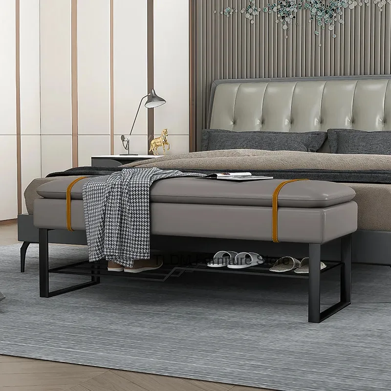 Stool Soft Package Bedroom Bed End Stool, Light Luxury Shoe Changing for Entering The House, Long Storage Stool At The Entrance