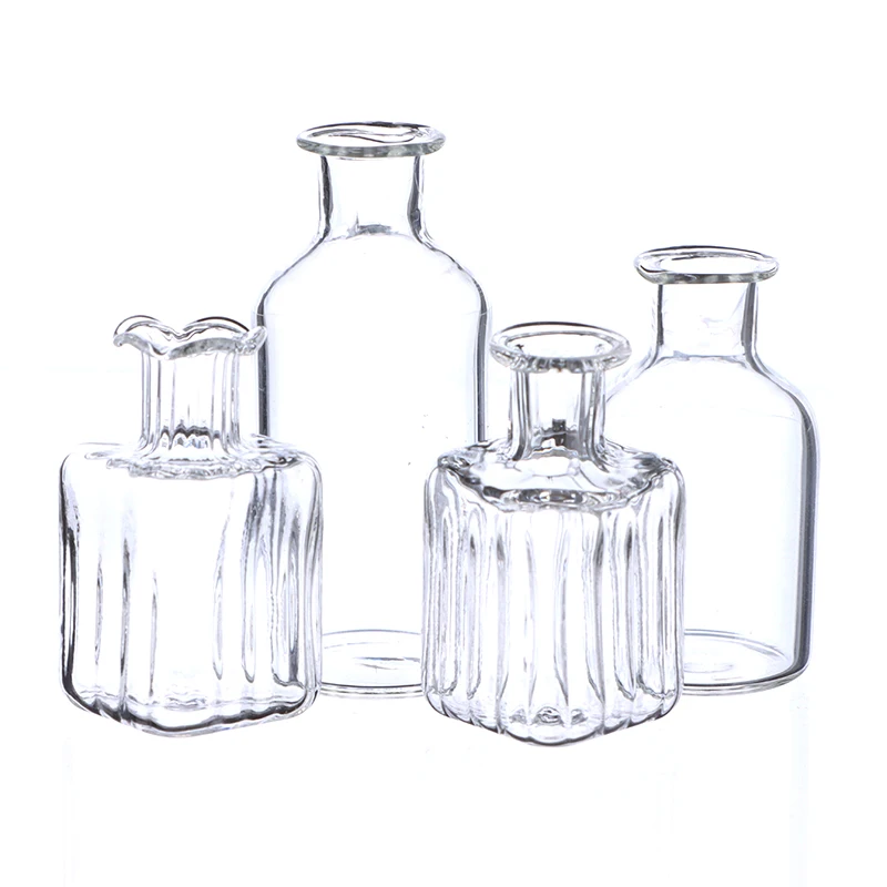 1:12 Dollhouse Miniature Glass Vase Glass Bottle Storage Tiny Jar Furniture Scene Toy Doll House Decor Dollhouse Accessories New