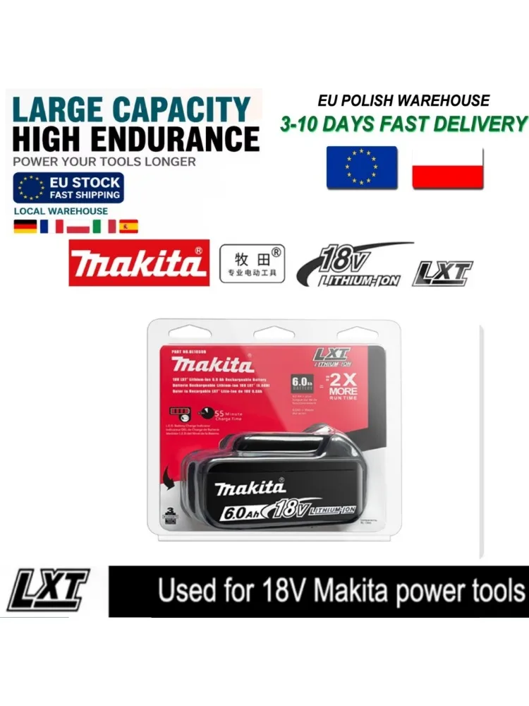 Makita 18V 6,0Ah Akku Original Lithium-Ionen-Akku 18V 6000mAh Ersatzakku BL1860 BL1850 BL1860B