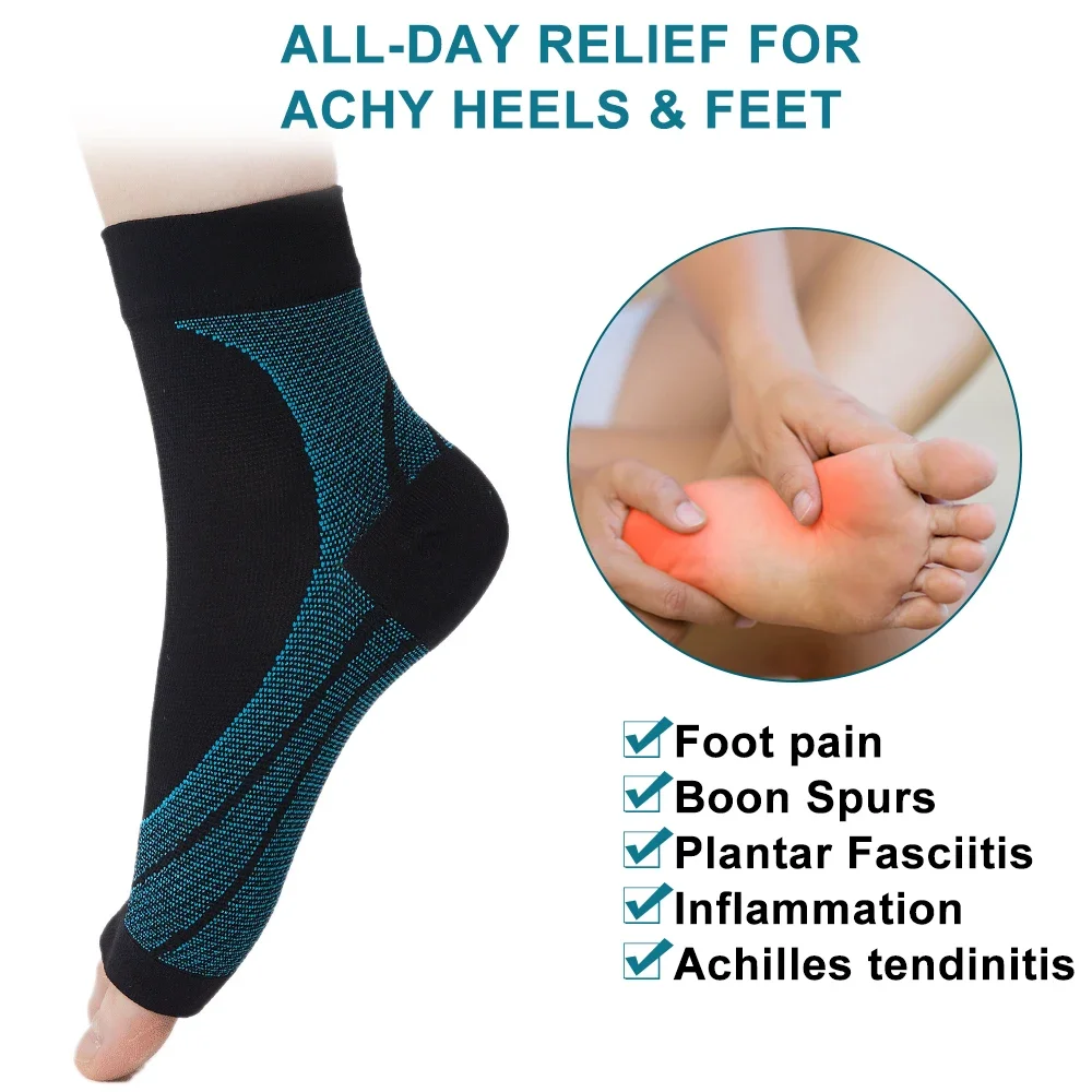 1Pair Neuropathy Socks for Men Women,Toeless Compression Socks,Ankle Compression Support Sleeve for Ankle Gout,Plantar Fasciitis