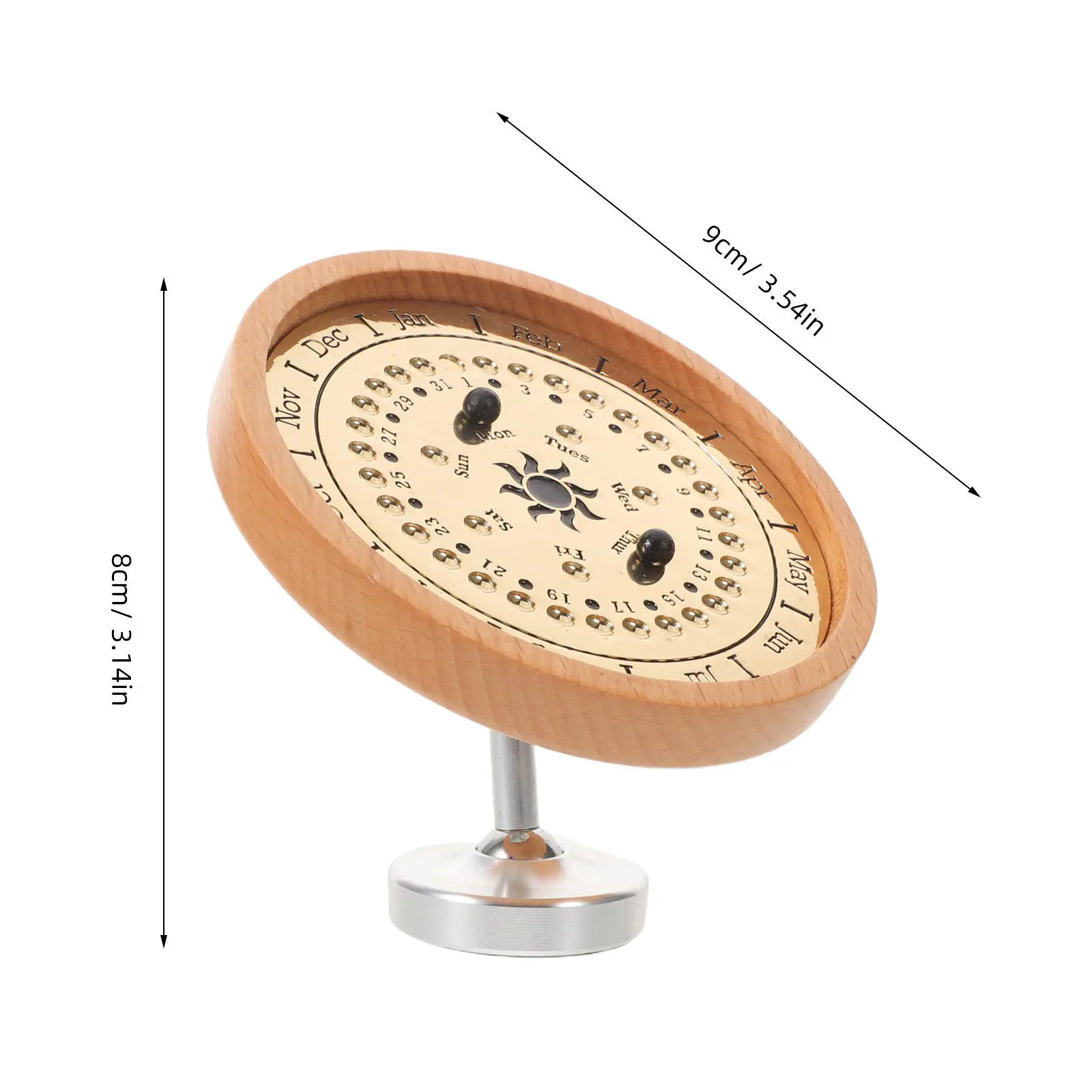 Desktop Perpetual Calendar Wood Vintage Style with Stand Yearly Calendar Functionality Natural Finish for Office Tabletop