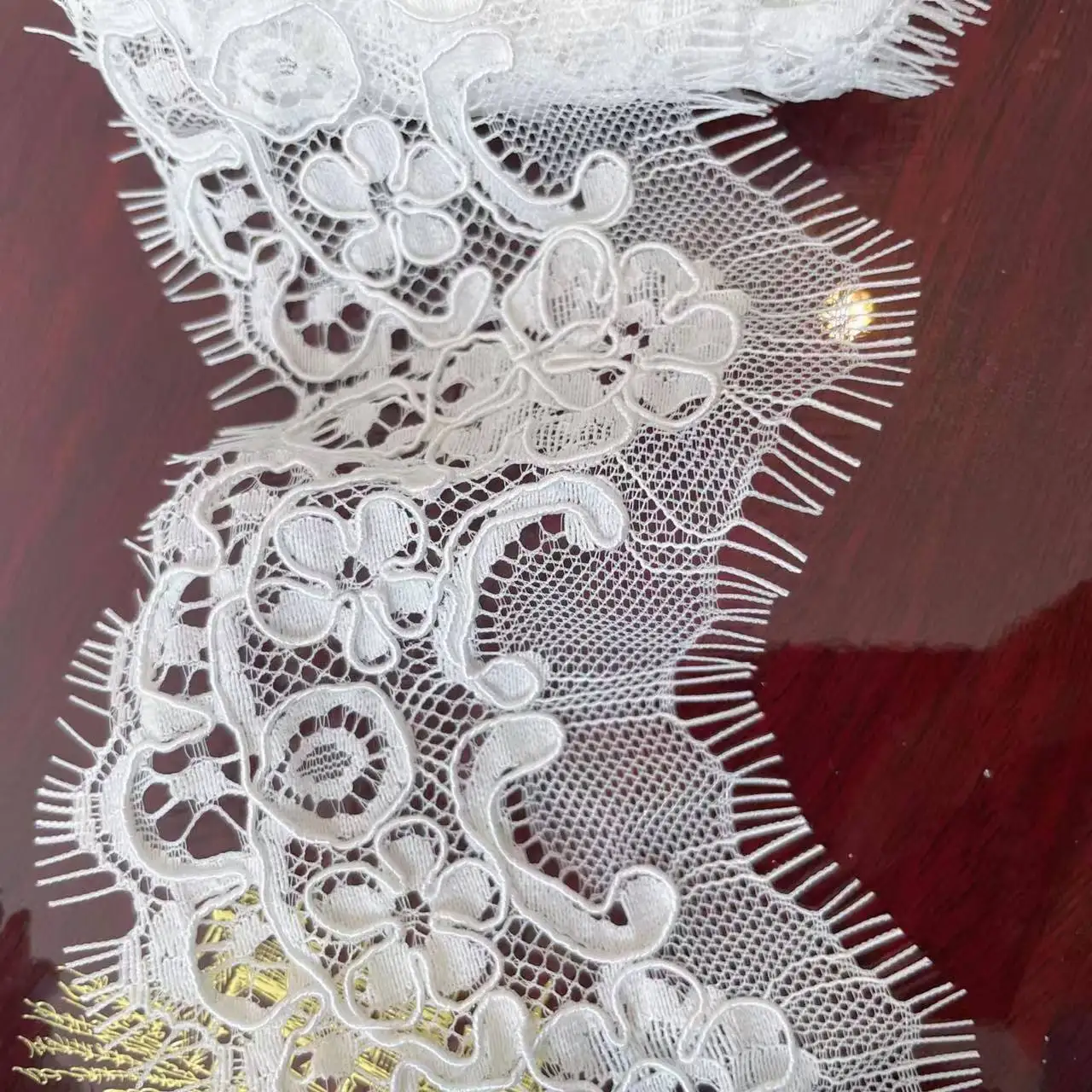 3 Meters/Lot .Eyelash Lace Trimming for Wedding Dress, High End Border, Romantic Flowers, DIY Veil Edging