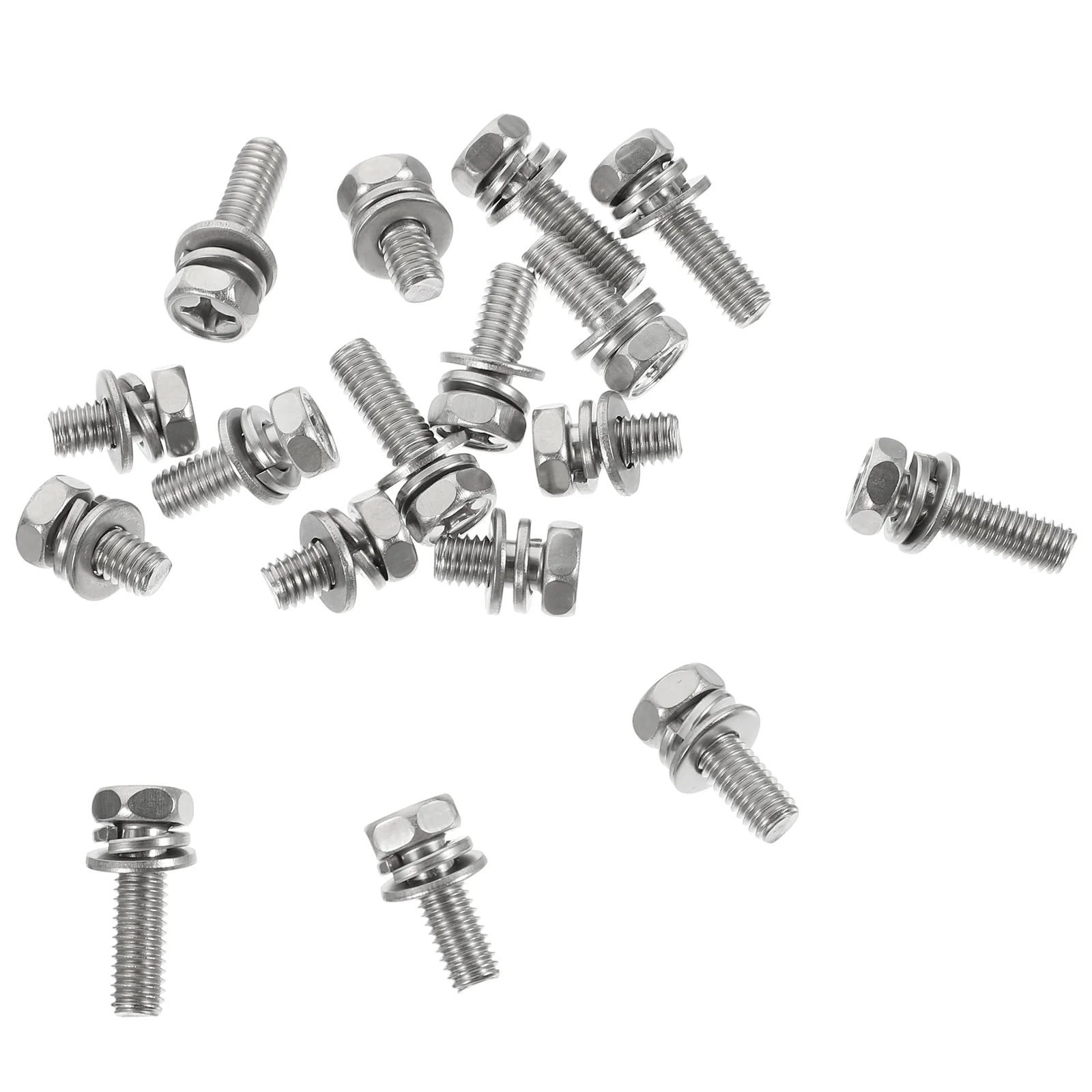 

18 Pcs Bolts Motorcycle Terminal Screws Stainless Steel and Nuts Kit Silver