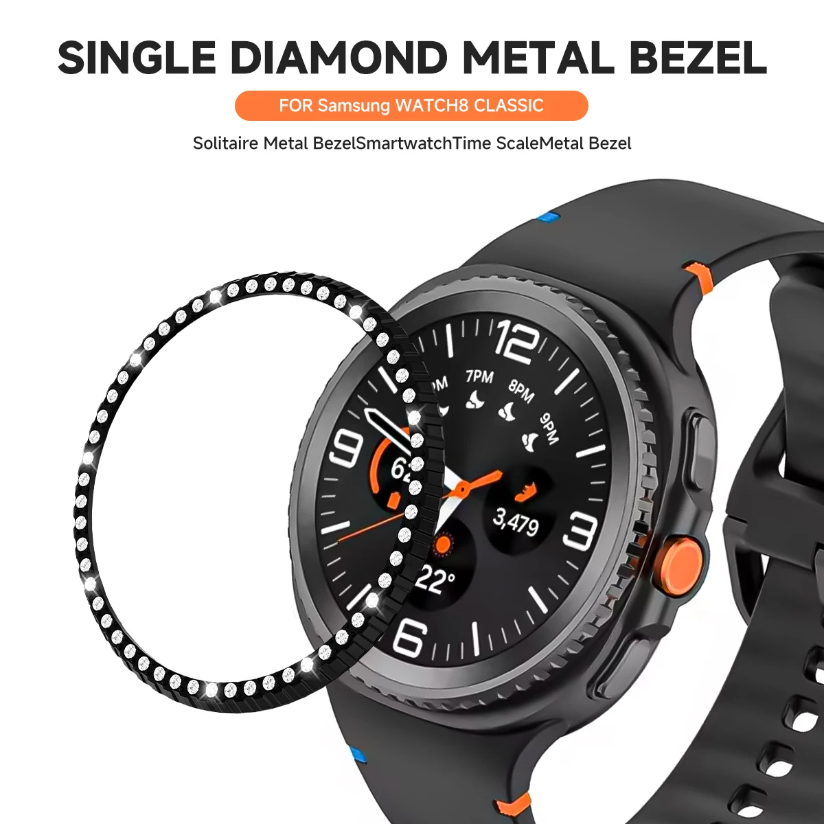 PC Hollow Protective Case for Samsung Galaxy Watch8 classic 46mm Hard Bumper Diamond Cover Watch 8 Protector Shell