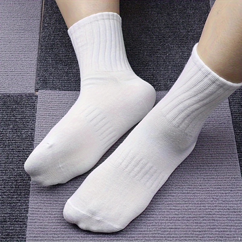 Soft Cotton Socks Men Women Solid Black White Breathable High Quality Sport Socks Spring Summer Male\'s Business Mid-tube Sock