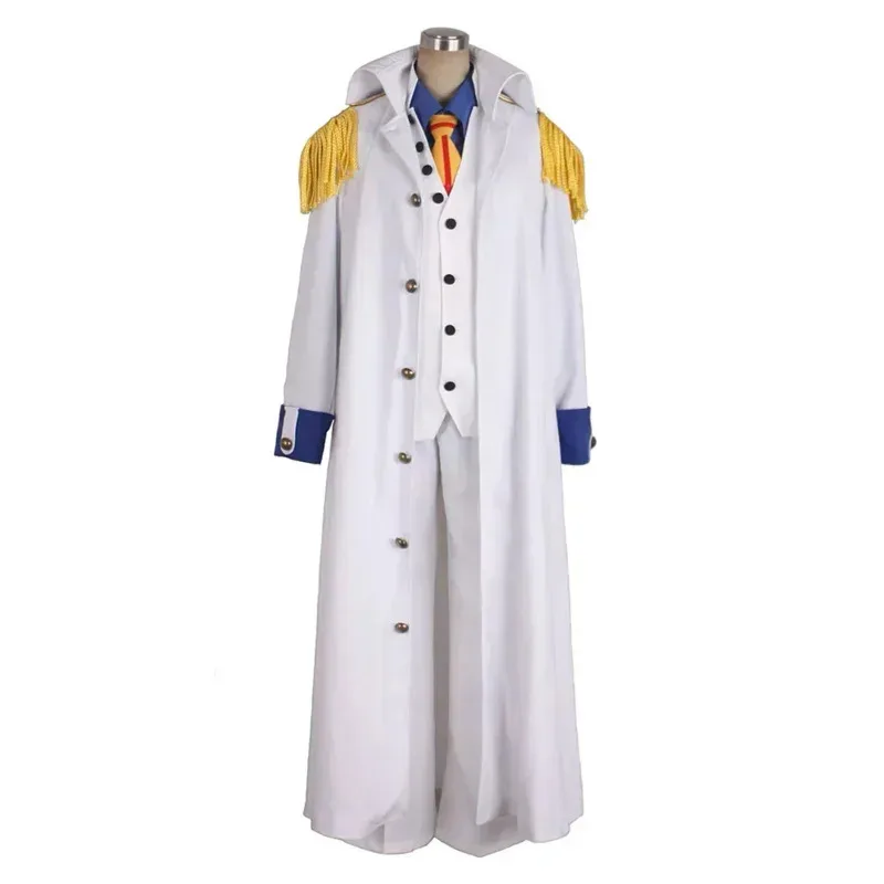 Косплей аниме One Cos Piece Kuzan Aokiji Косплей Костюм Kapu Рубашка для ролевых игр Жилет Брюки Галстук Ветровка Хэллоуин Аниме