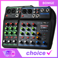 Portable 4 channel audio mixer Recording Sound Console Mixing card With BT 48V USB interface for DJ Karaoke PC MP3 microphone