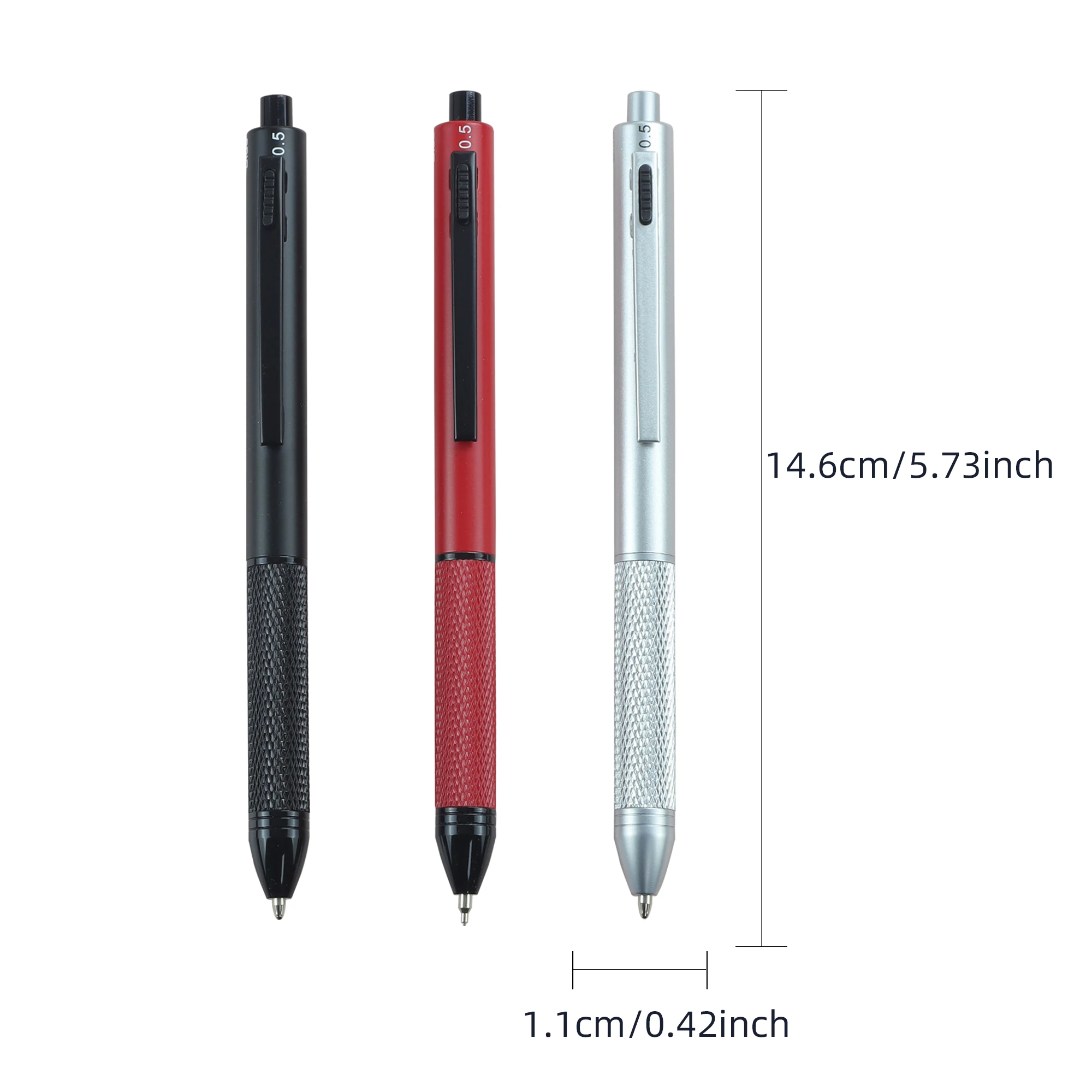 1 pc/1 set 4-in-1 multifunctional metal pen, black, blue red and pencil refill, essential for business people