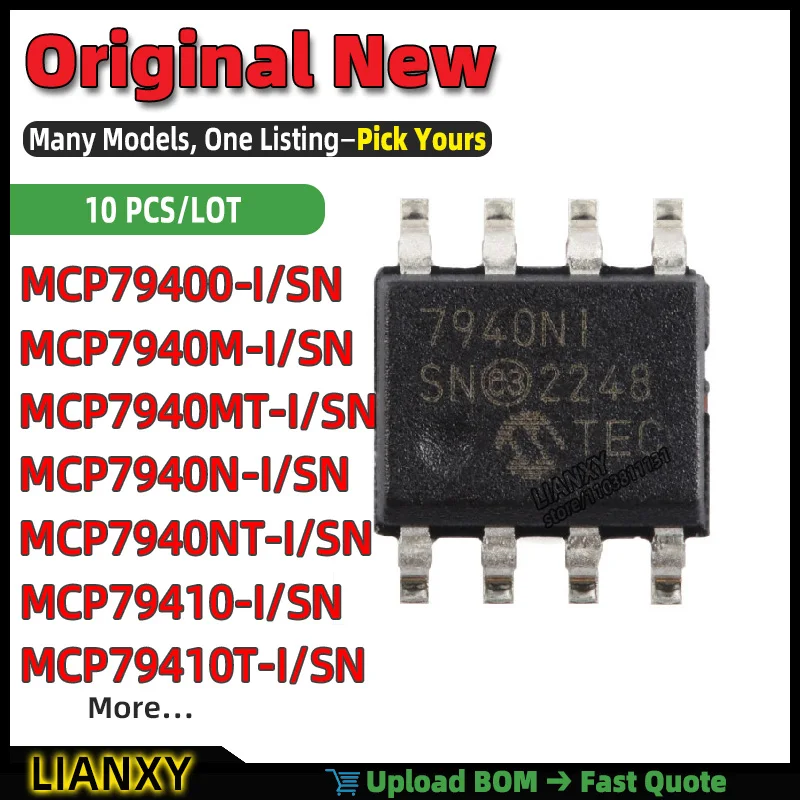 MCP79410-I/SN MCP7940NT-I/SN MCP79410T-I/SN MCP7940N-I/SN MCP7940M-I/SN MCP79400-I/SN MCP7940MT-I/SN SOIC-8 REAL-TIME CLOCK New
