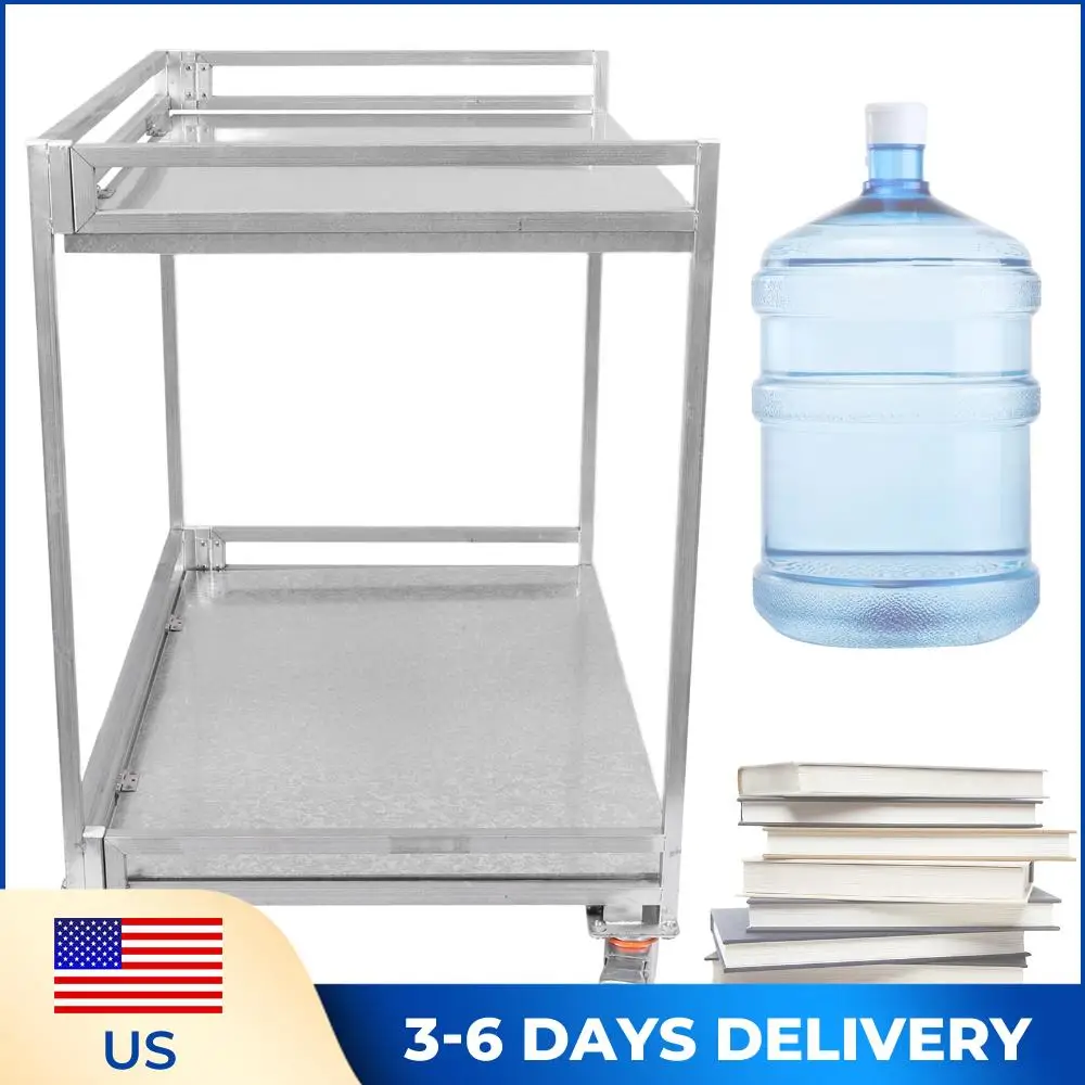 

Двухуровневая сервисная/транспортная тележка на колесах, грузоподъемность 300 кг, с ручкой, для продуктов и склада