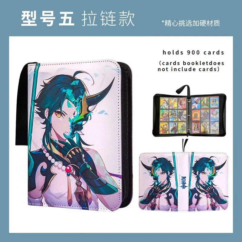 Anime Genshin Impact Card Book with Nine Compartments Yae Miko Raiden Shogun Gan Yu Zipper Binder Card Book Collection Book Gift