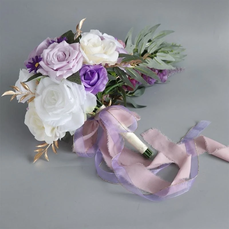 Wedding Romantic Bouquet for Bride Teardrop Romantic Holding Flowers Bridesmaid 15UB