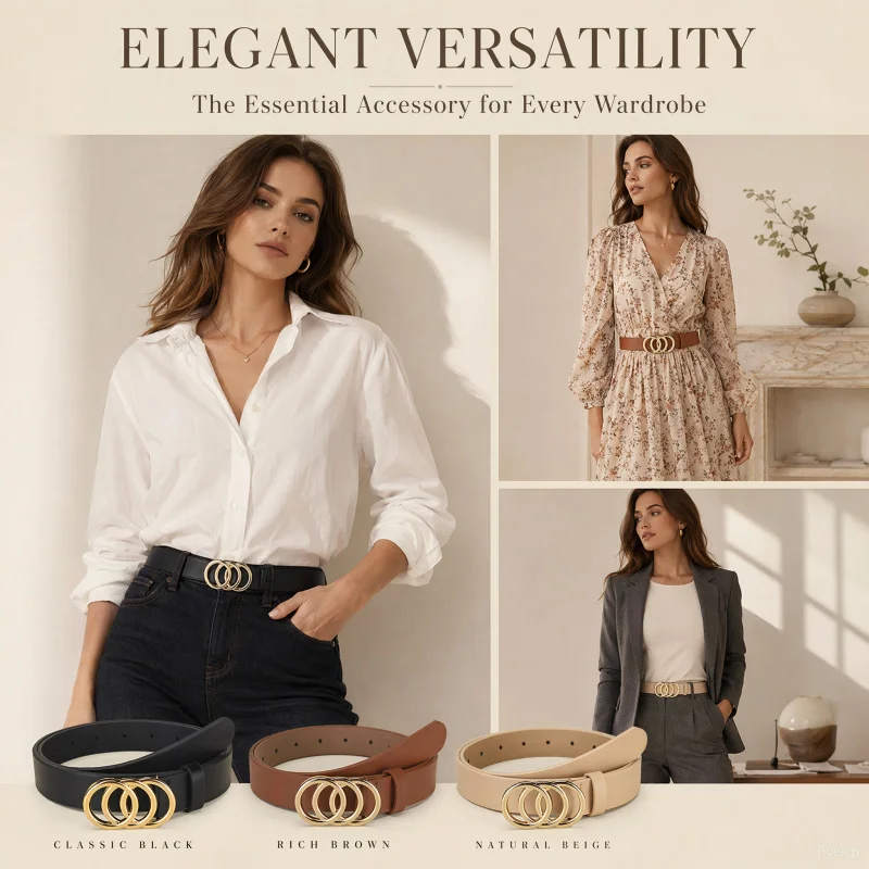 Simple Multifunctional Women's Novelty Belt with Geometric Alloy Buckle Design, Black, Brown, Beige, Adjustable, Wear-Resistant,