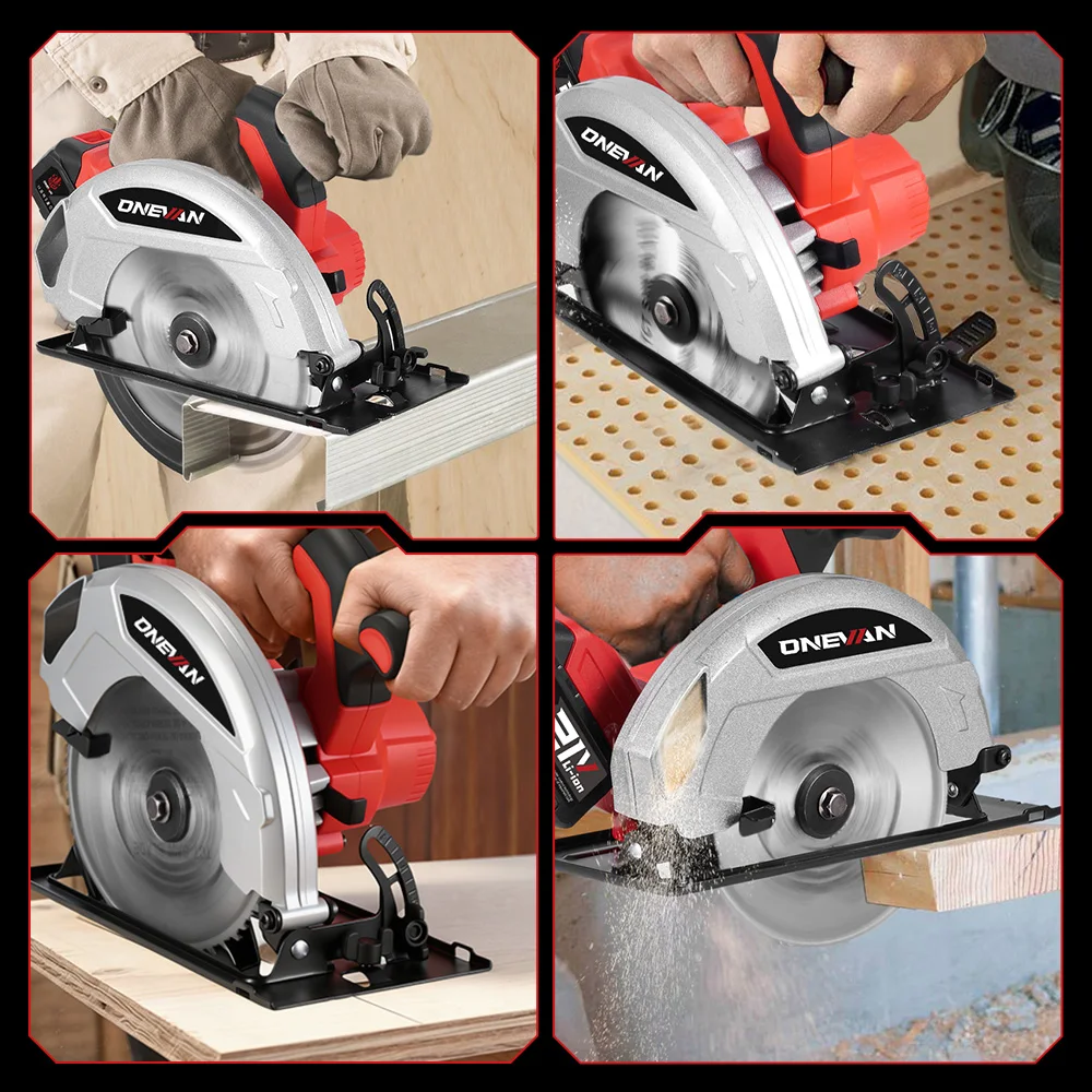 ONEVAN 7Inch 185mm Brushless Electric Circular Saw 11000RPM LED Cordless Efficient Woodworking Cutter For Makita 18V Battery Pin