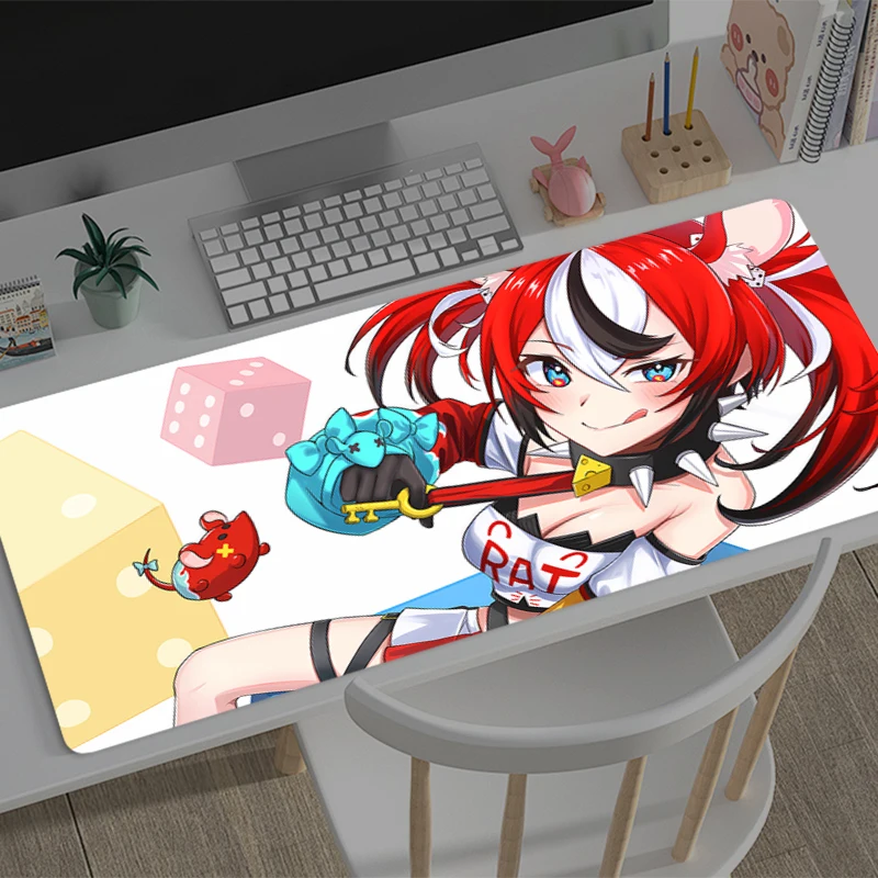 Mousepad Large Hololive Hakos Baelz Gaming Keyboard Gamer Mouse Pad on The Table Desk Mat coaster PC carpet HD Anime Mouse Mats