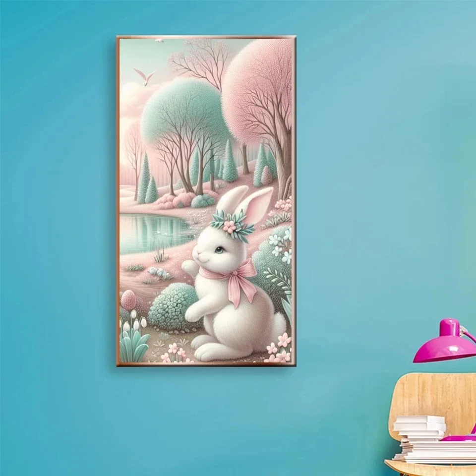 5D Diamond Painting Fantasy Garden White Rabbit Diamond Embroidery DIY Rhinestone Cross Stitch 2025 Easter Gift Home Decor