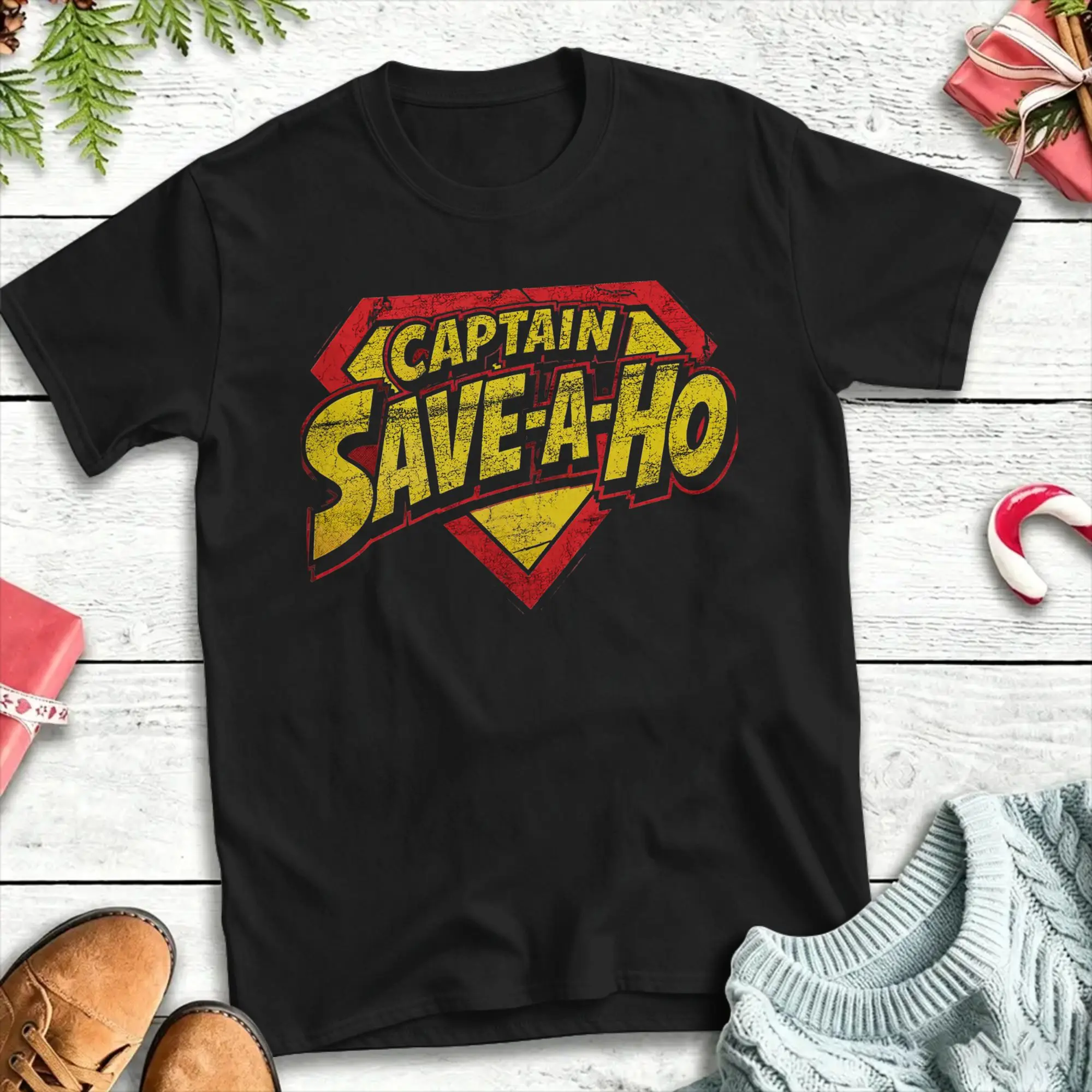 Captain Save a Hoe Cotton T-Shirt For Men Summer  Streetwear T-Shirts Hipster Tees Oversized Pattern Tops