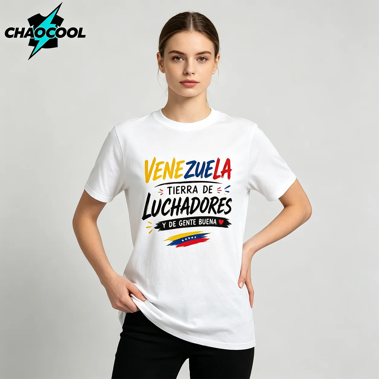 Venezuelan patriotic graphic T-shirt with Spanish slogans and flag prints, crew neck cotton short-sleeve casual T-shirt, unisex