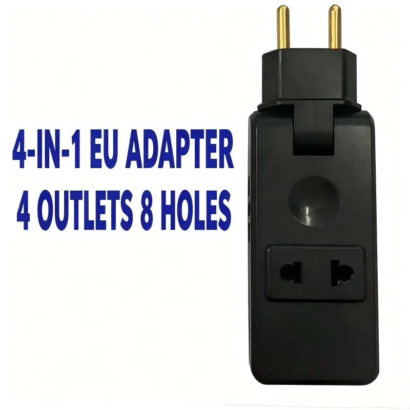 4 in 1 EU Plug Socket Extender,180 Degree Rotatable Wall Power Adapter,Portable EU Travel Plug Converter,Multi Outlets Wall Outl