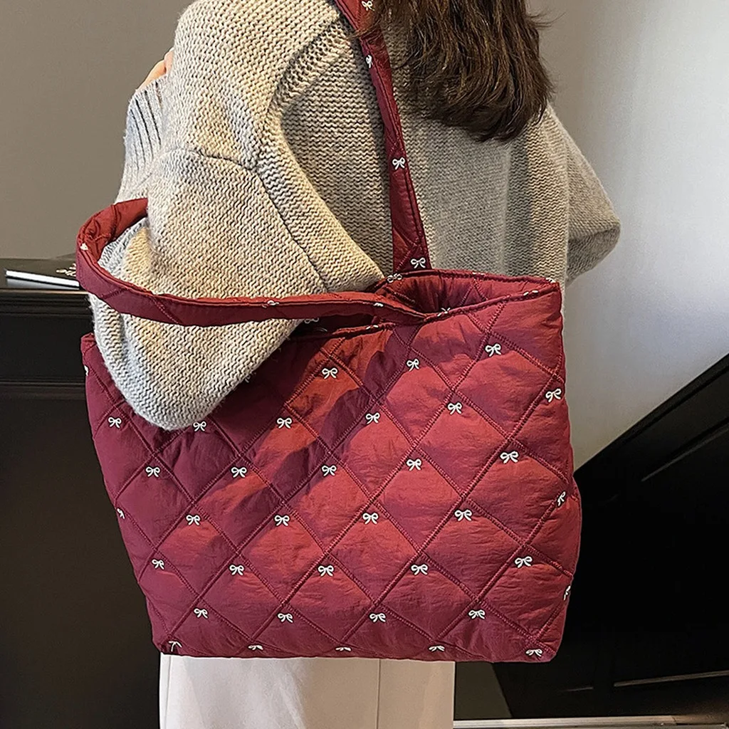Women'S Handbag Lightweight Quilted Shoulder Bag Quilted Tote Bag  Casual Tote Bag For Shoulder Carry Street Casual Women