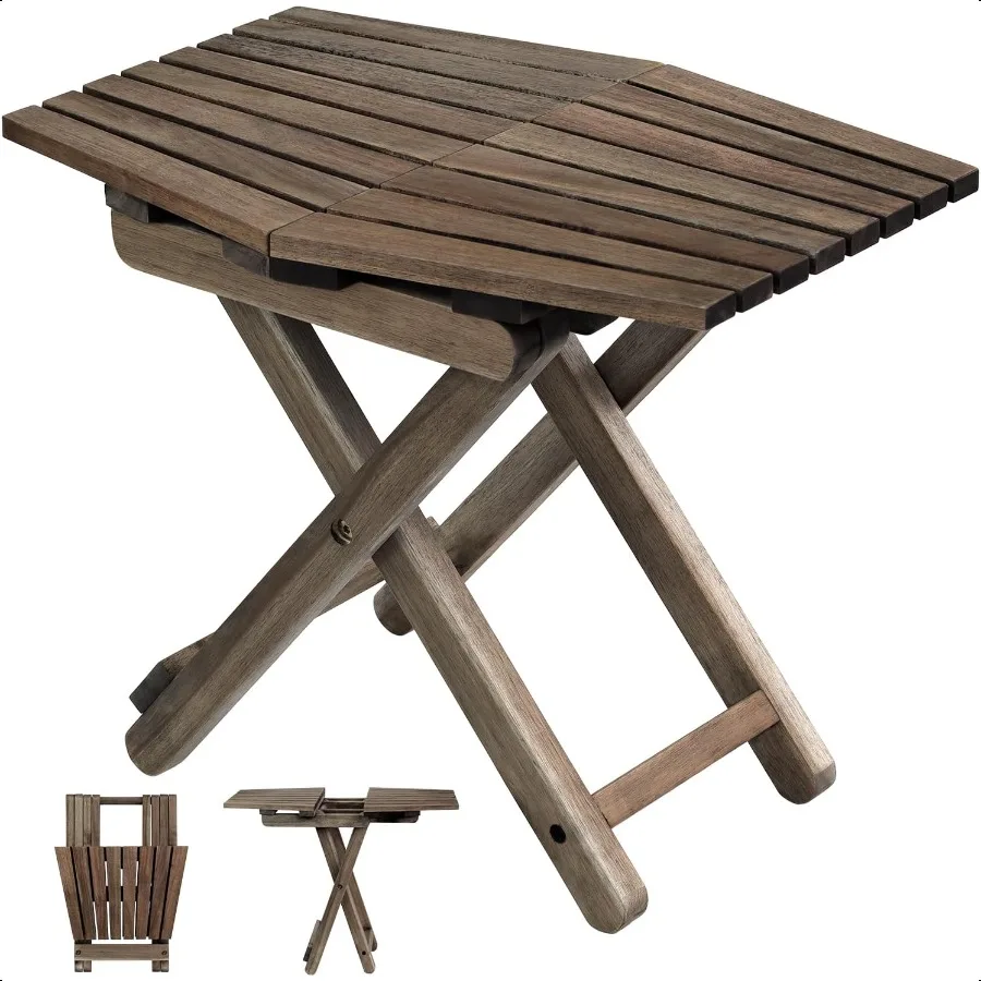 

Small Patio Table Outdoor Folding Side Table Small Side Table Accent Table Small Coffee End Table Wood Table Top for Living Roo