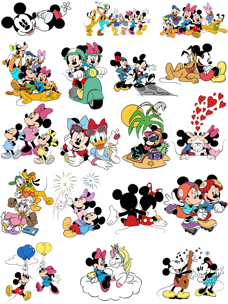 Disney MICKEY and Minnie MOUSE Patch for clothes DIY kids heat transfer stickers T-shirt printing