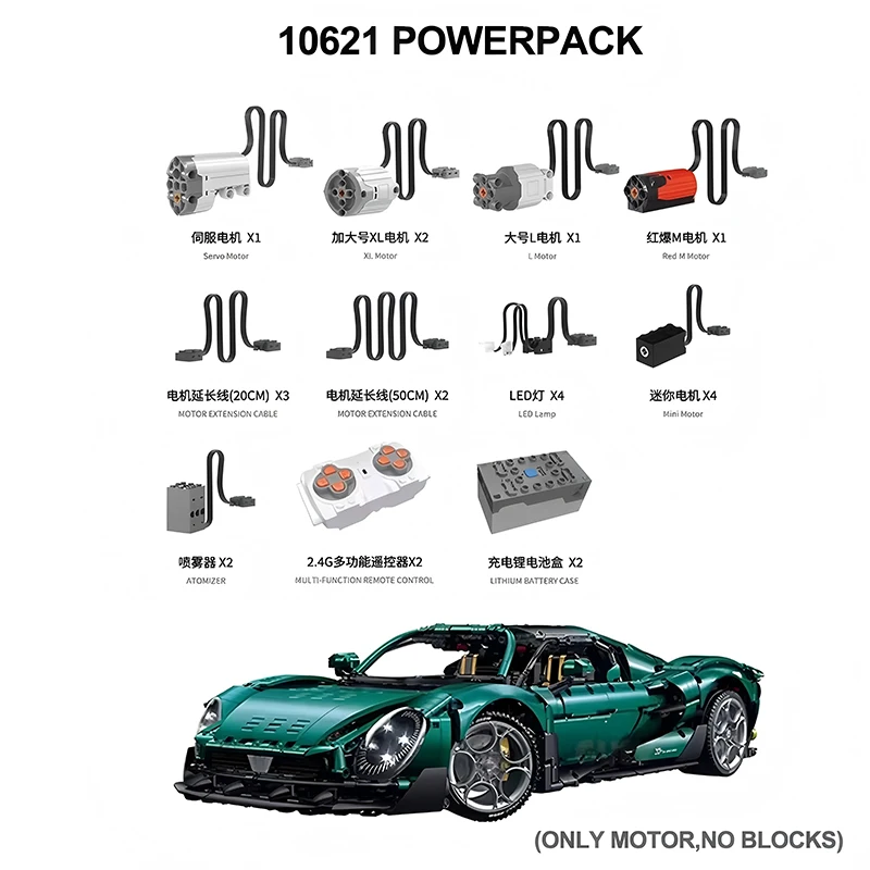 Guly 10629 10623 10644 MOC piezas técnicas RC funciones de potencia accesorios M XL L servomotor Compatible con bloques de construcción Funtiona