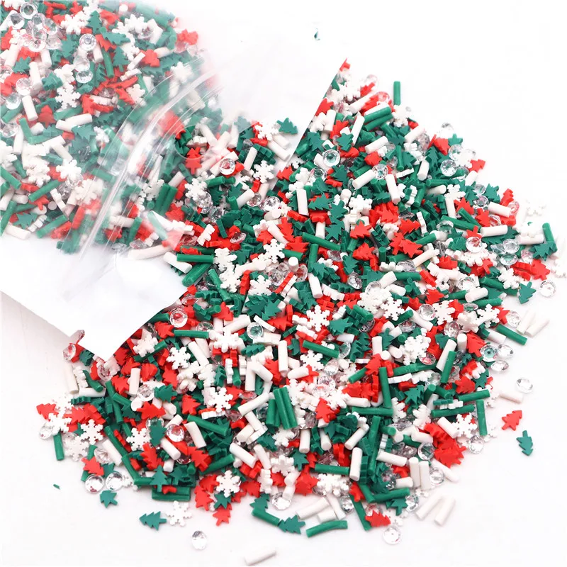 50g Mixed Christmas Snowman Santa Polymer Clay Slices Sprinkles DIY Xmas Cards Accessories Slime Filling Nail Art Decorations