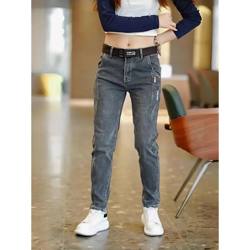 Celana Pria Gaya Korea 2025 Musim Gugur Celana Pria Slim Straight Elastis Kasual Mewah Musim Semi Musim Gugur Celana Jeans Low Rise