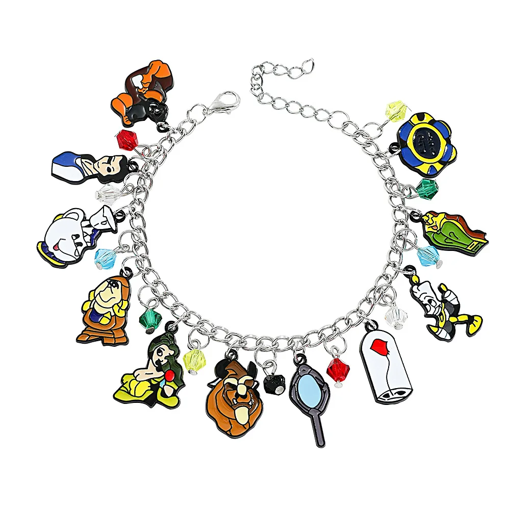 Wholesale Bulk Beauty and the Beast Inspired Pendant Bracelets, Charm Jewelry for Women Girls Party Cosplay Daily Gift