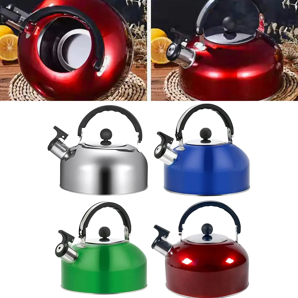 Tetera de acero inoxidable para cocinar al aire libre, tetera con silbato para viajes, tetera con silbato para estufa, tetera de agua a gas, 1 unidad