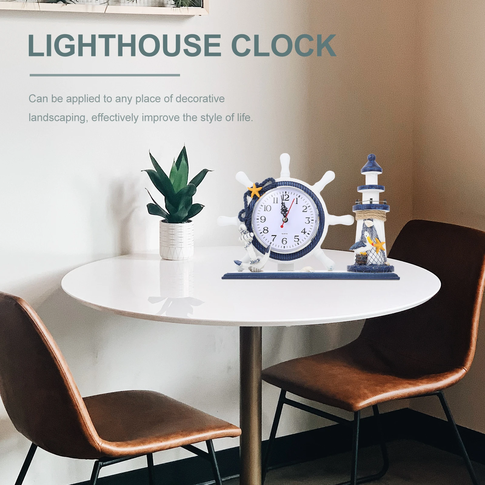 

1pc Mediterranean Clock Lighthouse Wall Decoration Ocean Style Household Clock Living Room Desktop Ornaments Unique Atmosphere