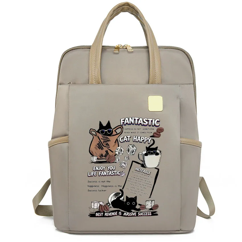 

Cartoon Cat Group Printed Women Travel Backpack Pretty Girls School Backpack High Quality Durable Fabric Laptop Backpack handbag