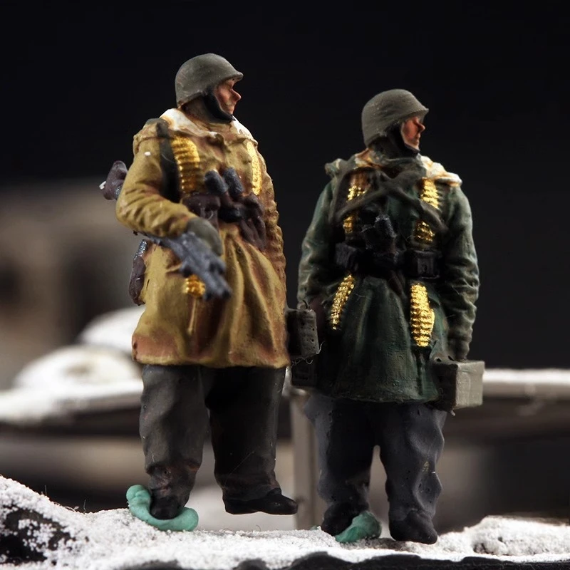 1/72 Deutsche Armee Winter 2 Figuren Kharkov 1943 Männlicher Soldat Dekoration Display Spielzeug Sammlungen Geschenk Sence Modell