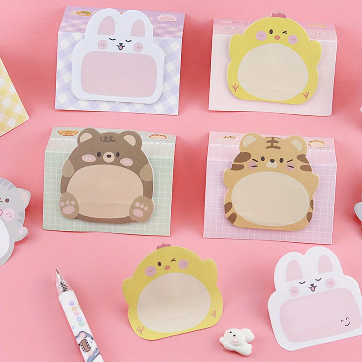 8 Pcs Cartoon Small Animal Special-shaped Sticky Notes Office Simple Shape Creative Sticky Notes Cute Colorful Note Stationery