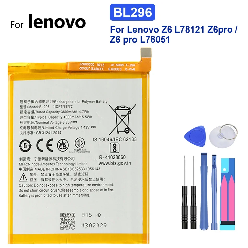 BL295 BL297 BL299 BL303 battery For Lenovo K5S L38031 K5 Pro L38111 L38041 Z6 Lite 6.3 inch Z5s L78071 Cell Phone High Quality