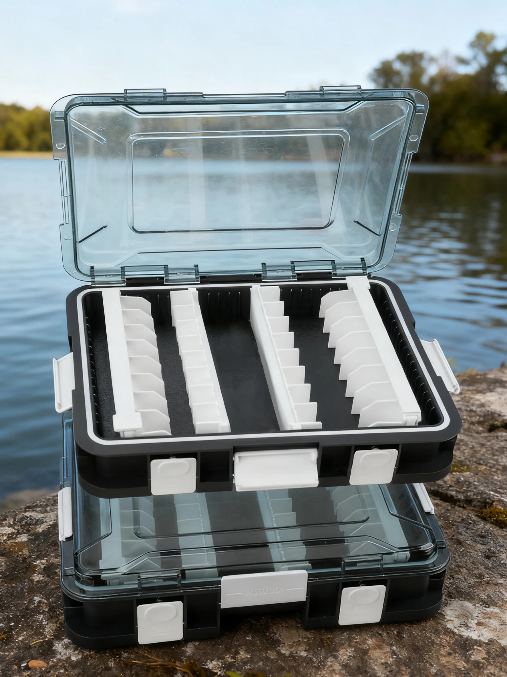 Органайзер для коробки для снастей, коробка для рыболовных снастей, органайзер для хранения на открытом воздухе для рыбалки со съемными разделителями, коробка для приманок, пластик/силикон