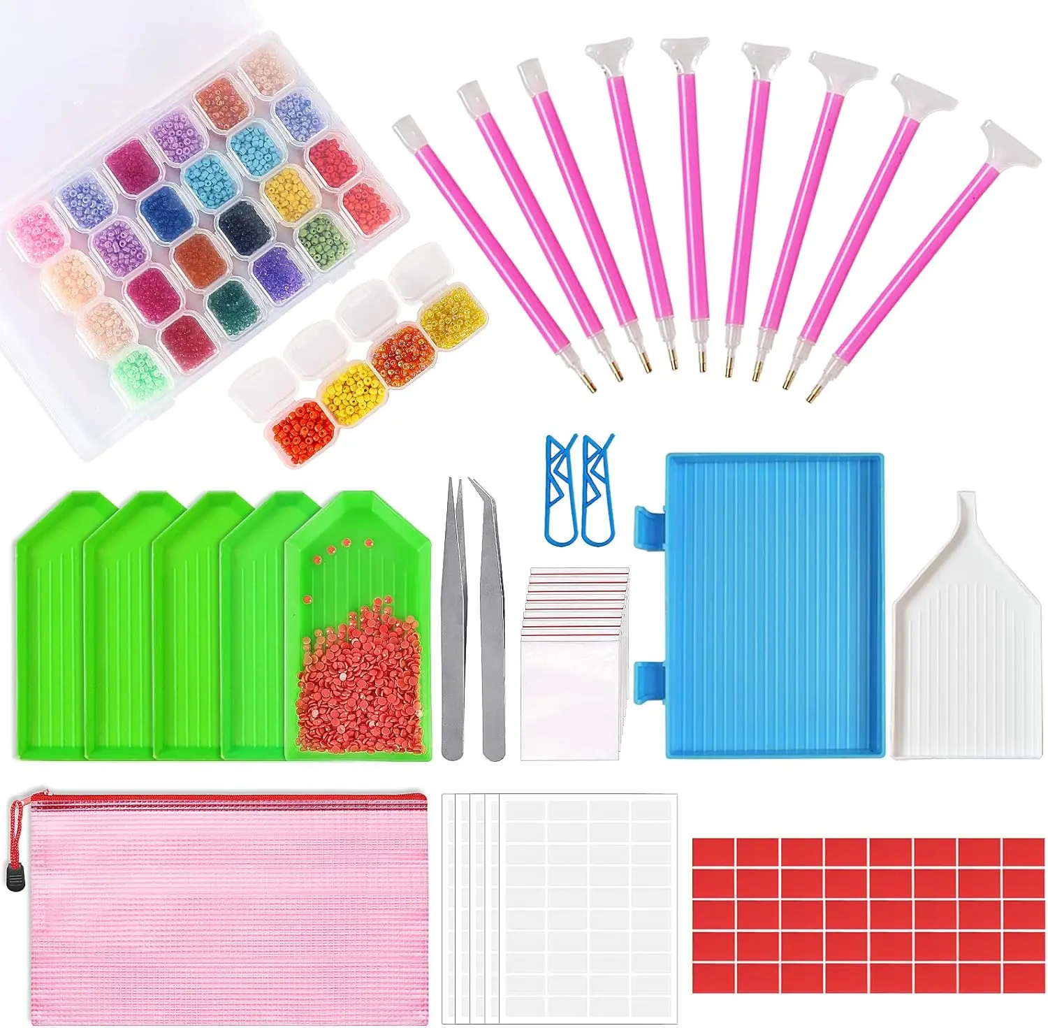 

117-Piece DIY Diamond Painting Kit with Storage Box and Multi-Size Pens for Adult Art Crafts