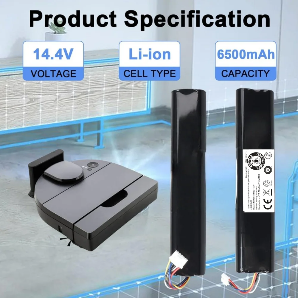 

14.4V/14.8V 6500mAh Battery for Neato 205-0023/945-0381/905-0596 D8/D9/D10 Rechargeable Robot Vacuum.