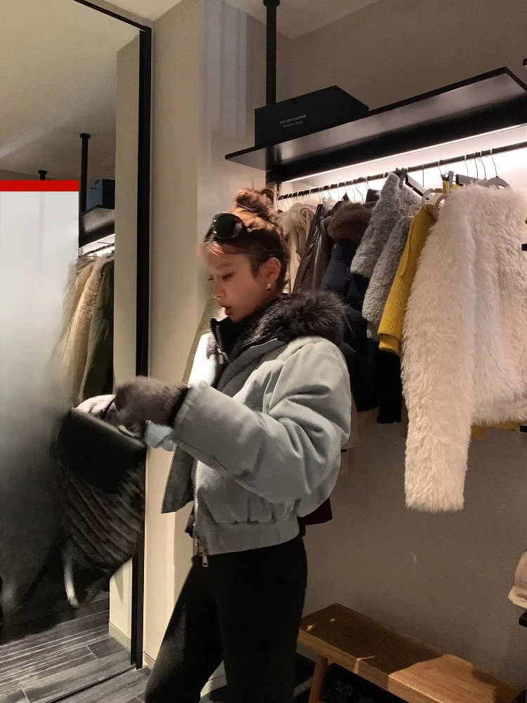 

DULA York Club Women's ort Thiened Denim Cotton Jaet Winter Warm Zipper Closure Casual Coat Korean Sle Loose Fit