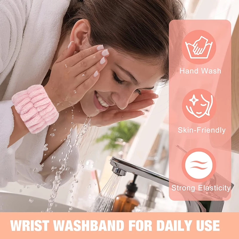 Wrist Washband Absorbent Wrist Washing Face Wristbands Women Microfiber Wash Towel Girls Sports Yoga Running Wrist Sweatbands