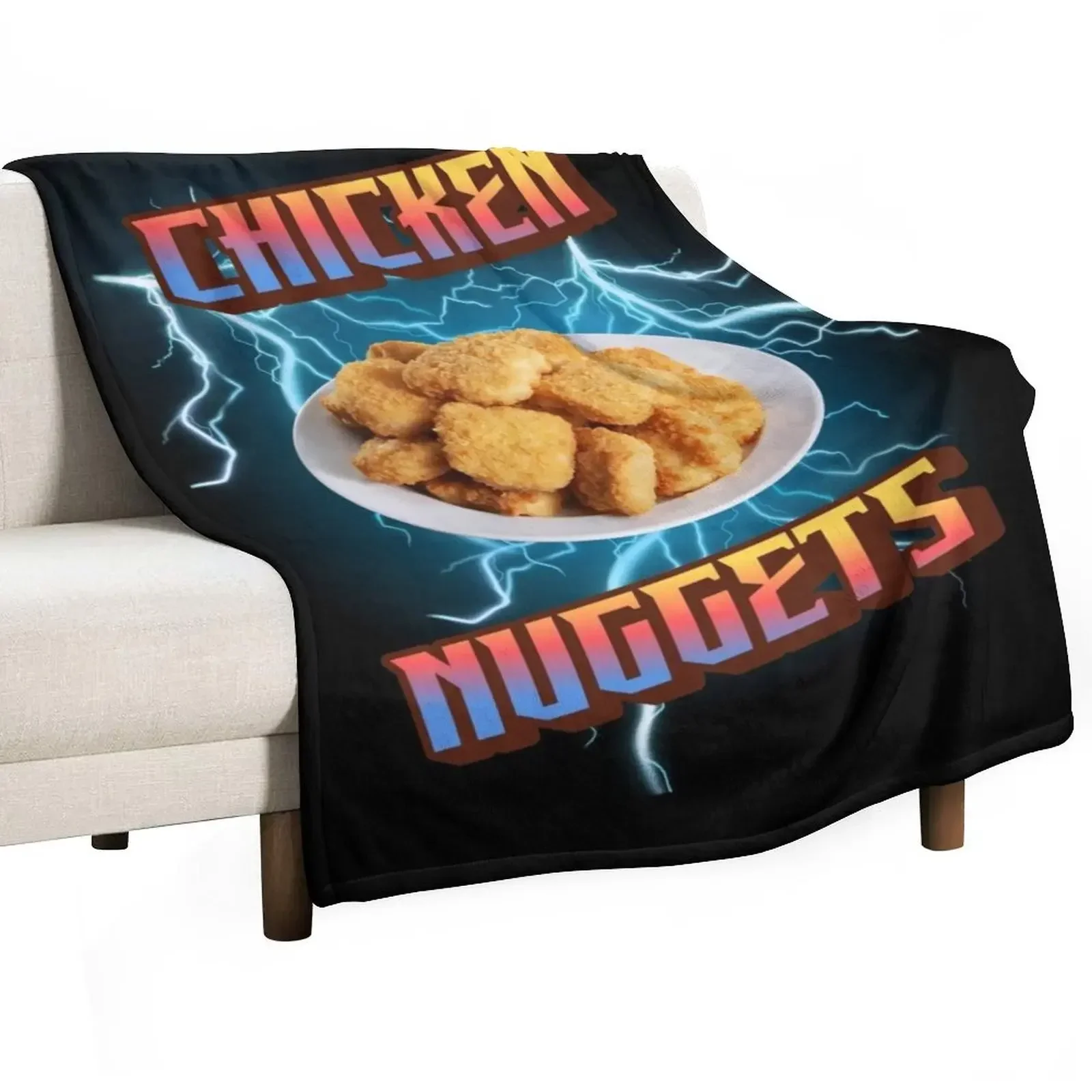 Chicken Nuggets,Funny Heavy Metal, Rap Bootleg Style Retro Chicken Nuggets, Chicken Nuggets Bootleg Throw Blanket