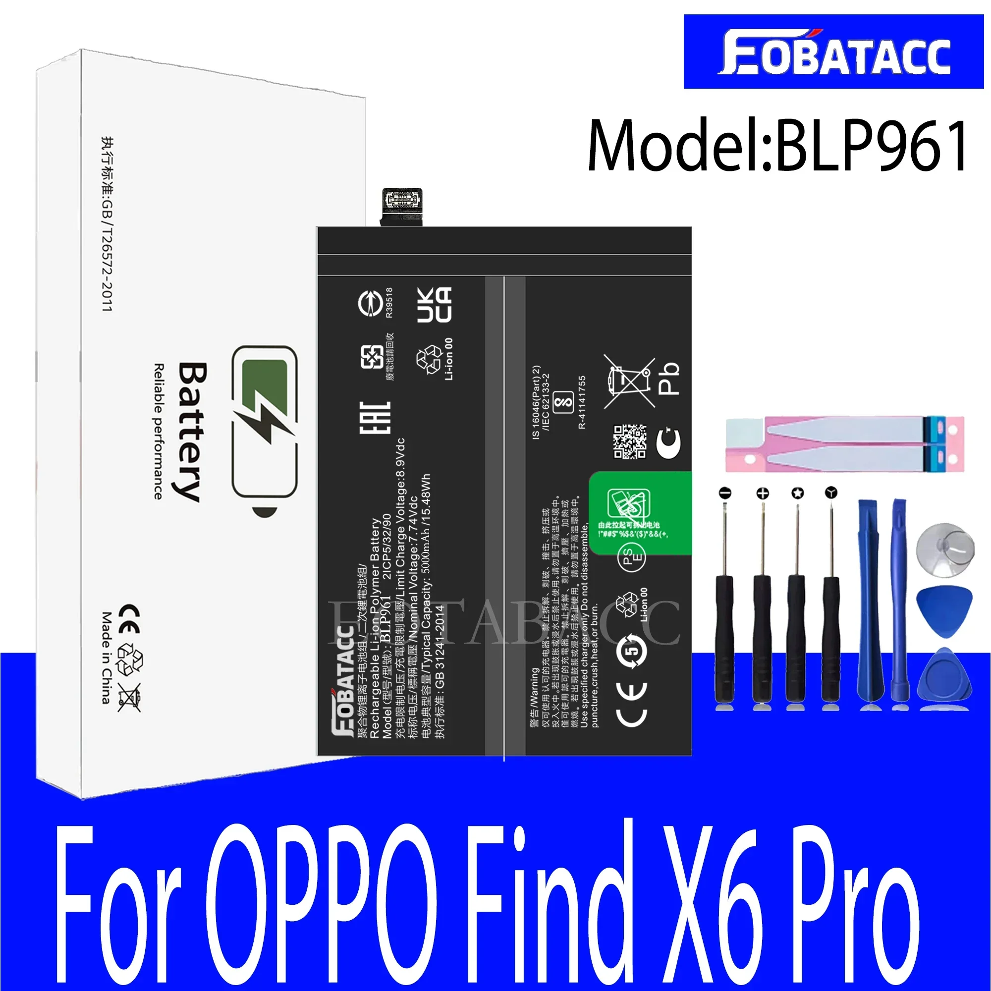 EOTABACC 100% New Original BLP961 Battery For OPPO Find X6 Pro Battery +Tools