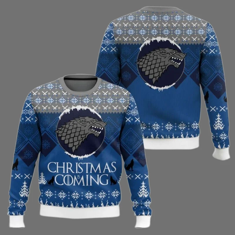 Game of Thrones Brutto maglione natalizio Maglione lavorato a maglia stile vacanza Abito personalizzato per feste con motivo nordico retrò