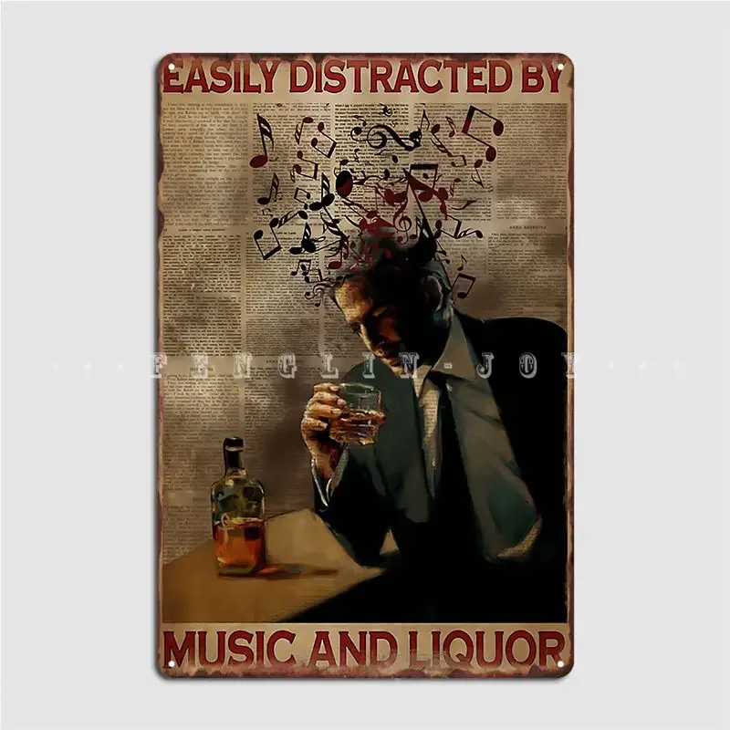 Easily Distracted Metal Sign Retro Cinema Wall Pub Wall Plaque Tin Sign Poster